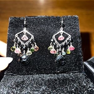 Semi precious stone fountain earrings y2k vintage